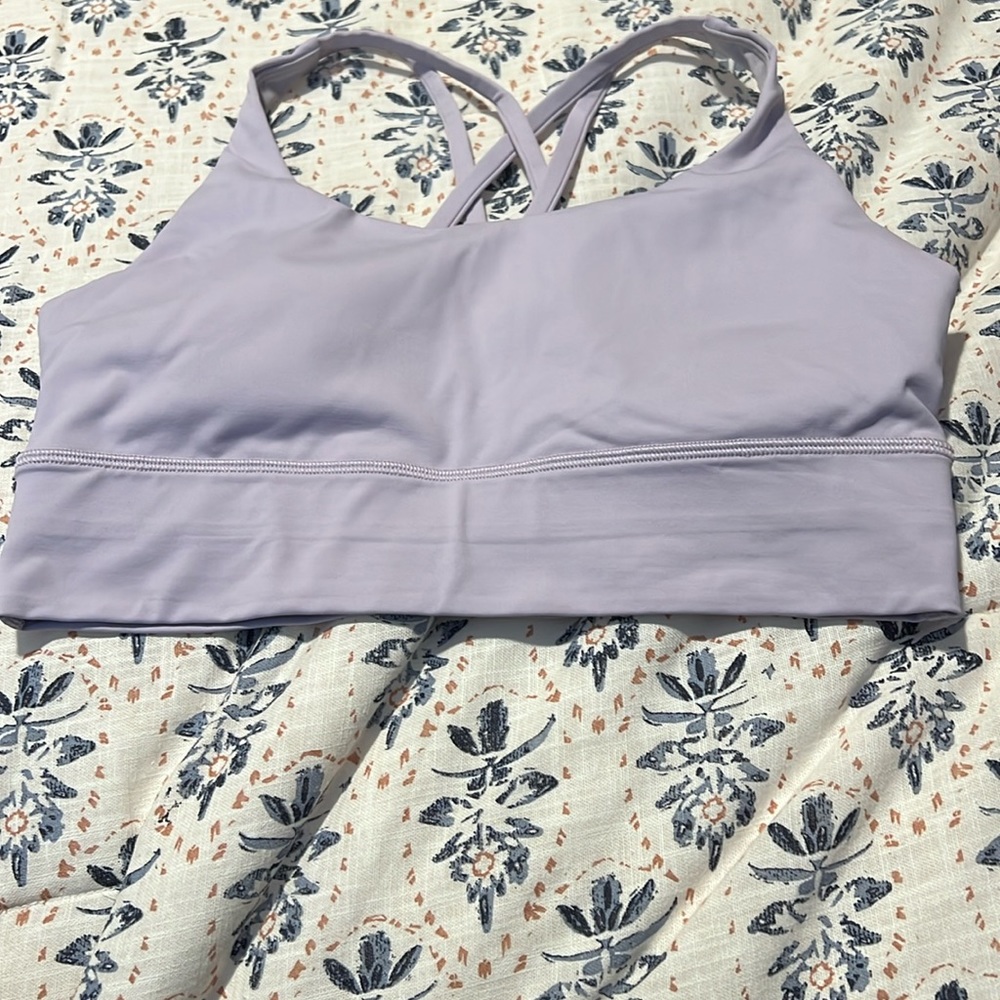 Like New Lululemon Energy Bra Longline, Faint Lavender Size 8